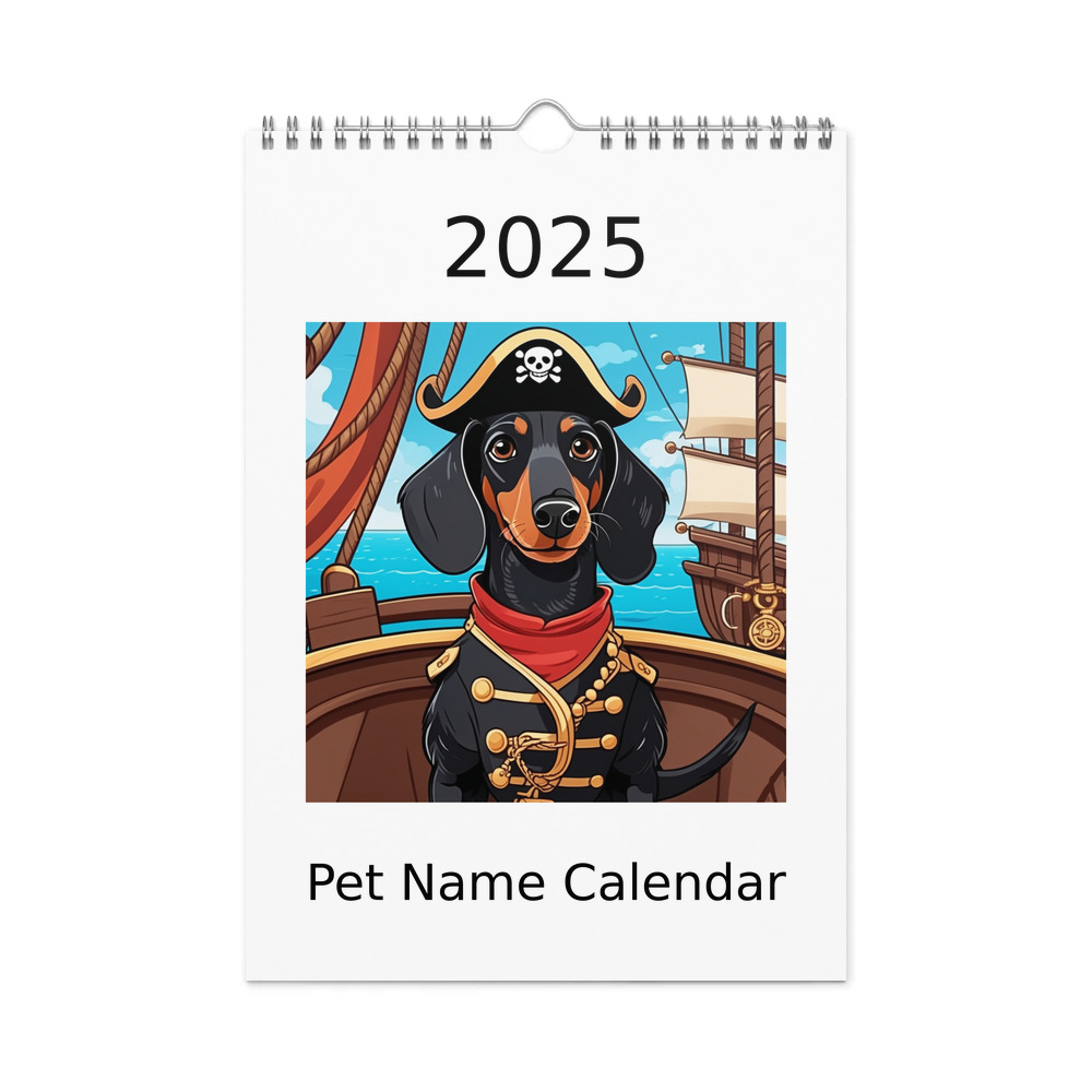 PugMug Custom Black Dachshund Wall Calendar (2026)