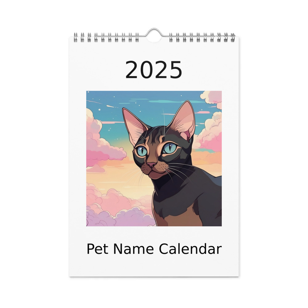 PugMug Custom Black Abyssinian Cat Wall Calendar (2026)