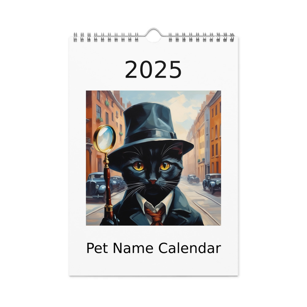 PugMug Custom Black Companion Cat Wall Calendar (2026)