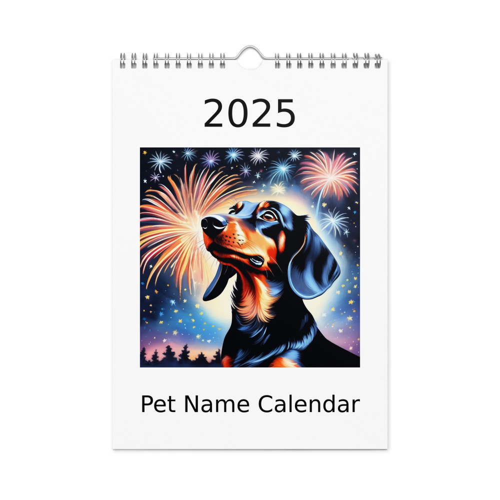 PugMug Custom Black Dachshund Wall Calendar (2026)