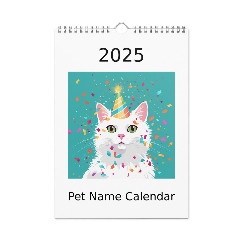 PugMug Custom White Companion Cat Wall Calendar (2026)