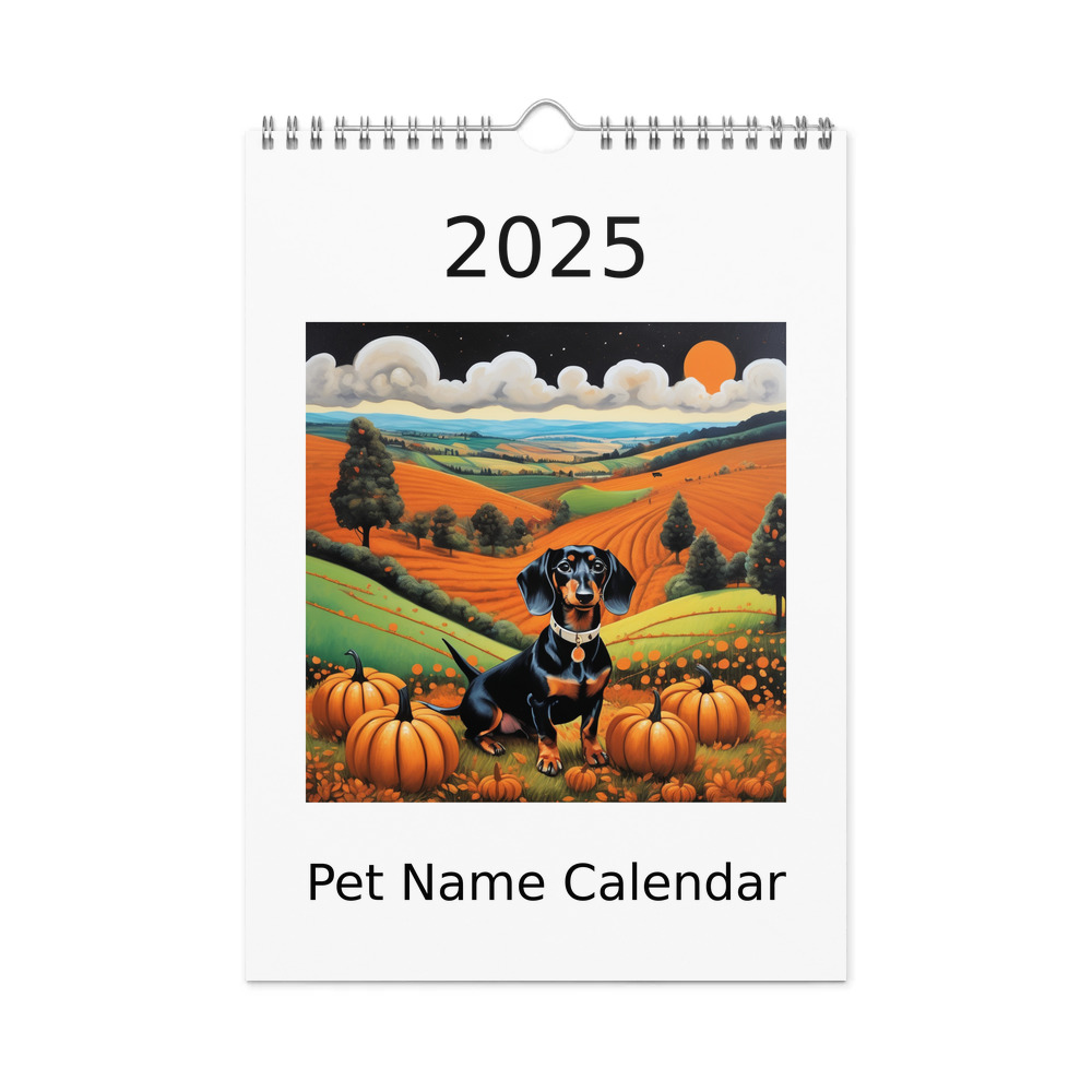 PugMug Custom Black Dachshund Wall Calendar (2026)