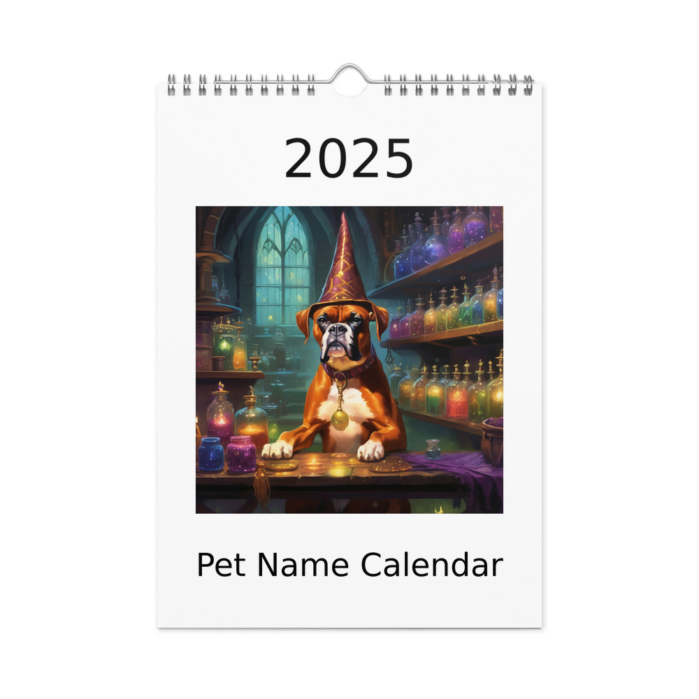 PugMug Custom Boxer Dog Wall Calendar (2026)