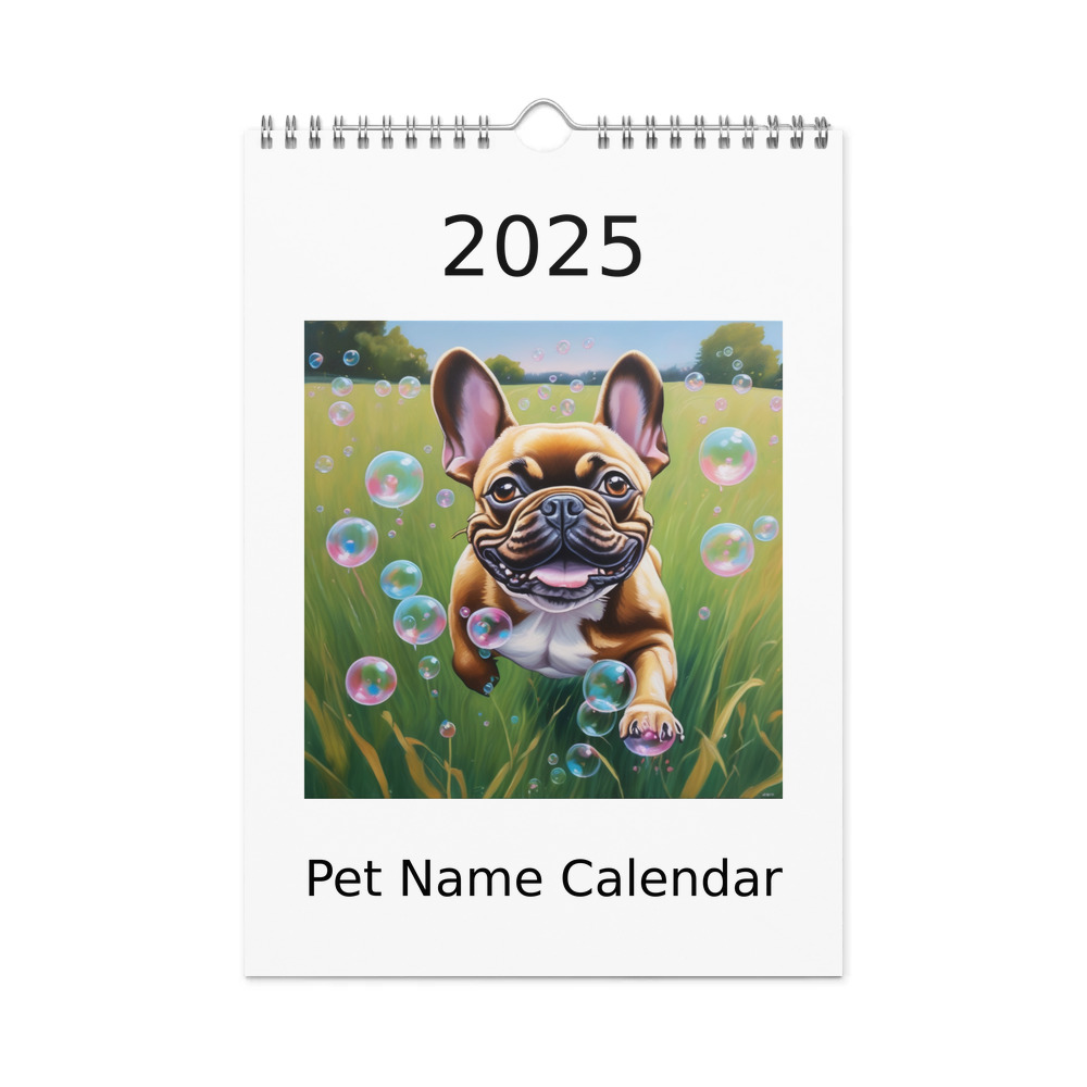 PugMug Custom Tan French Bulldog Wall Calendar (2026)