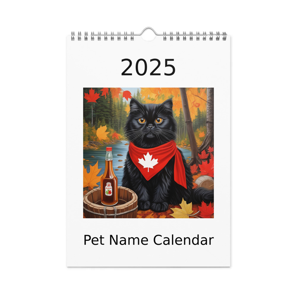 PugMug Custom Black Persian Cat Wall Calendar (2026)