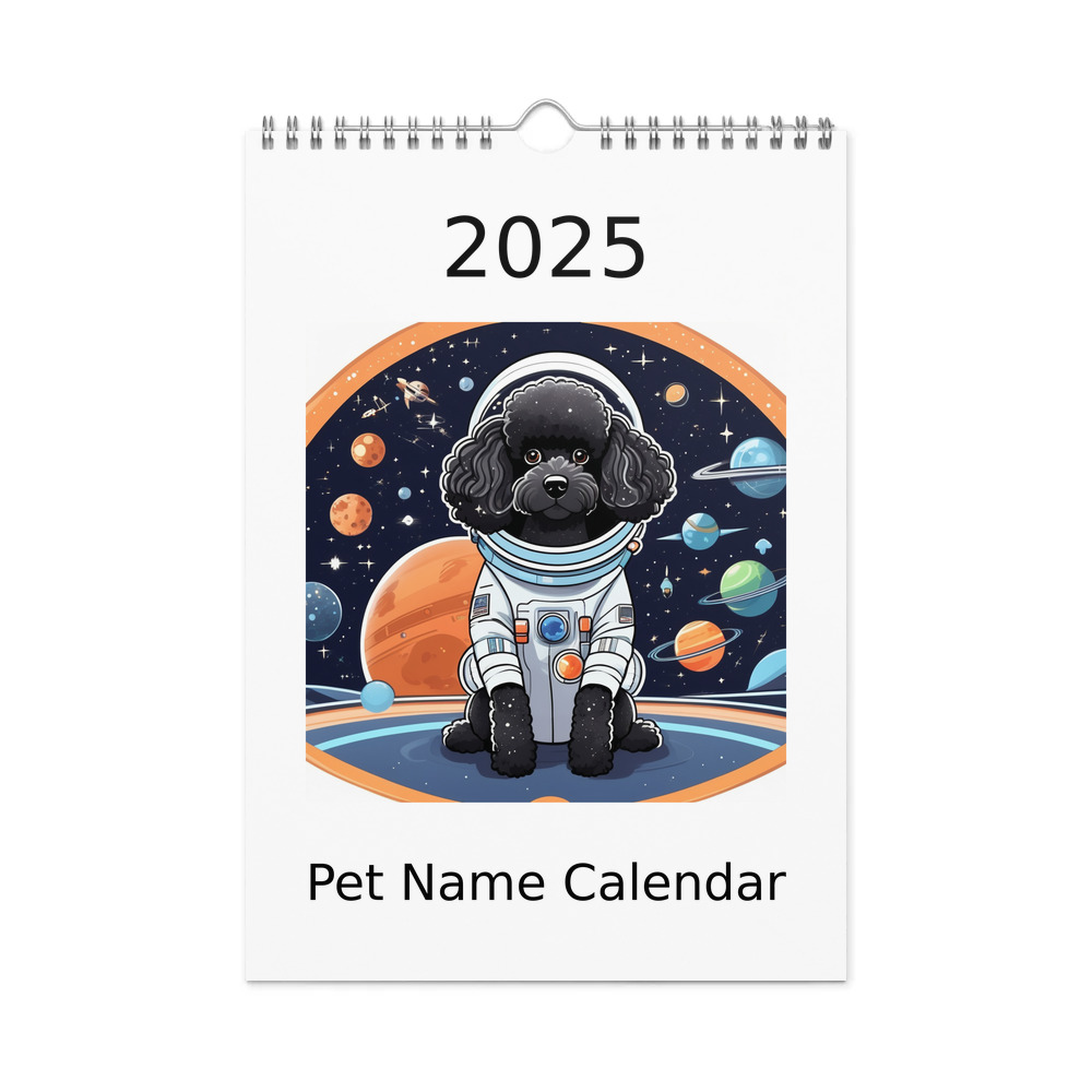 PugMug Custom Black Poodle Wall Calendar (2026)