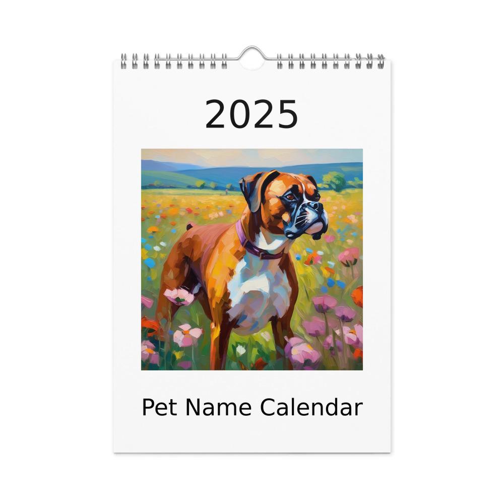 PugMug Custom Boxer Dog Wall Calendar (2026)