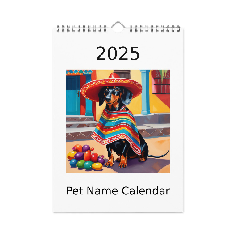 PugMug Custom Black Dachshund Wall Calendar (2026)