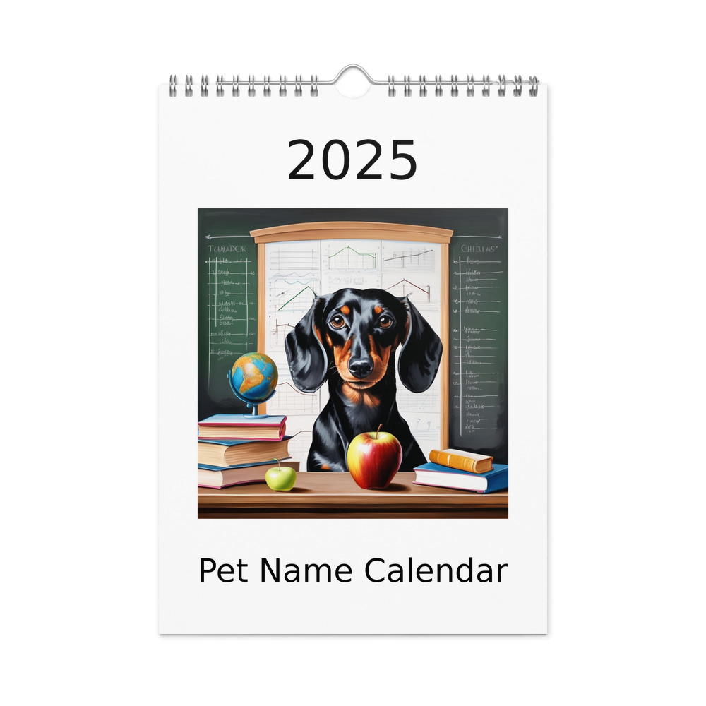 PugMug Custom Black Dachshund Wall Calendar (2026)
