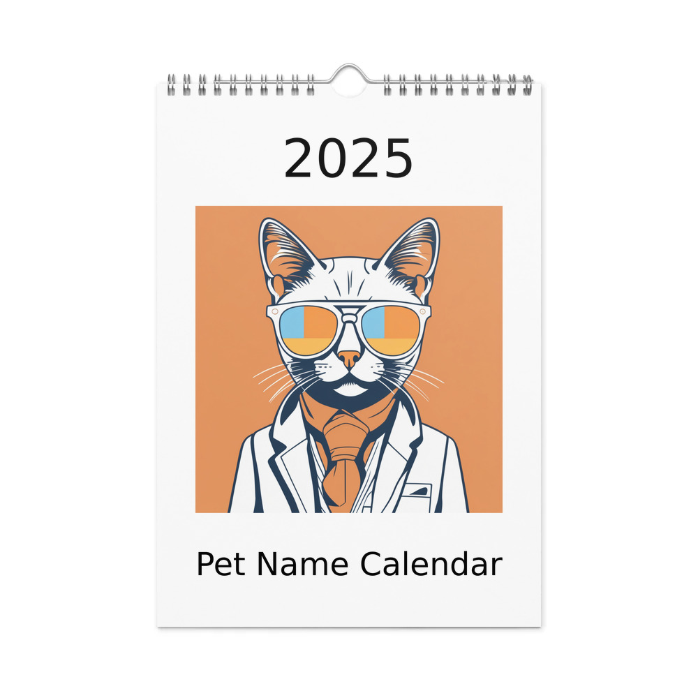 PugMug Custom White Companion Cat Wall Calendar (2026)
