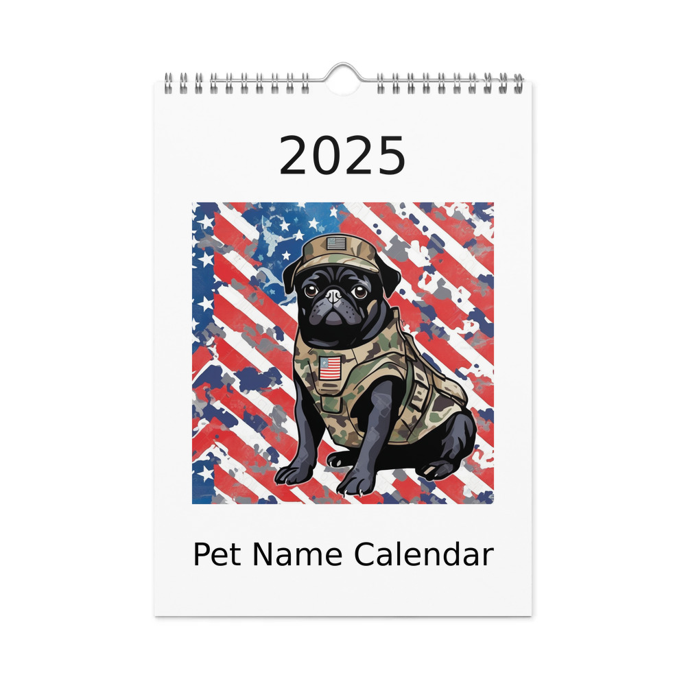 PugMug Custom Black Pug Wall Calendar (2026)