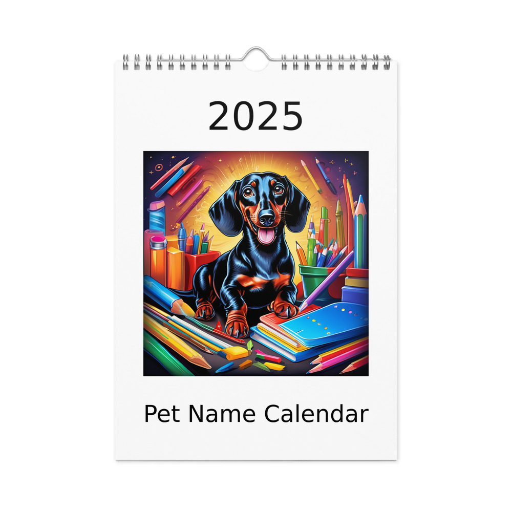 PugMug Custom Black Dachshund Wall Calendar (2026)