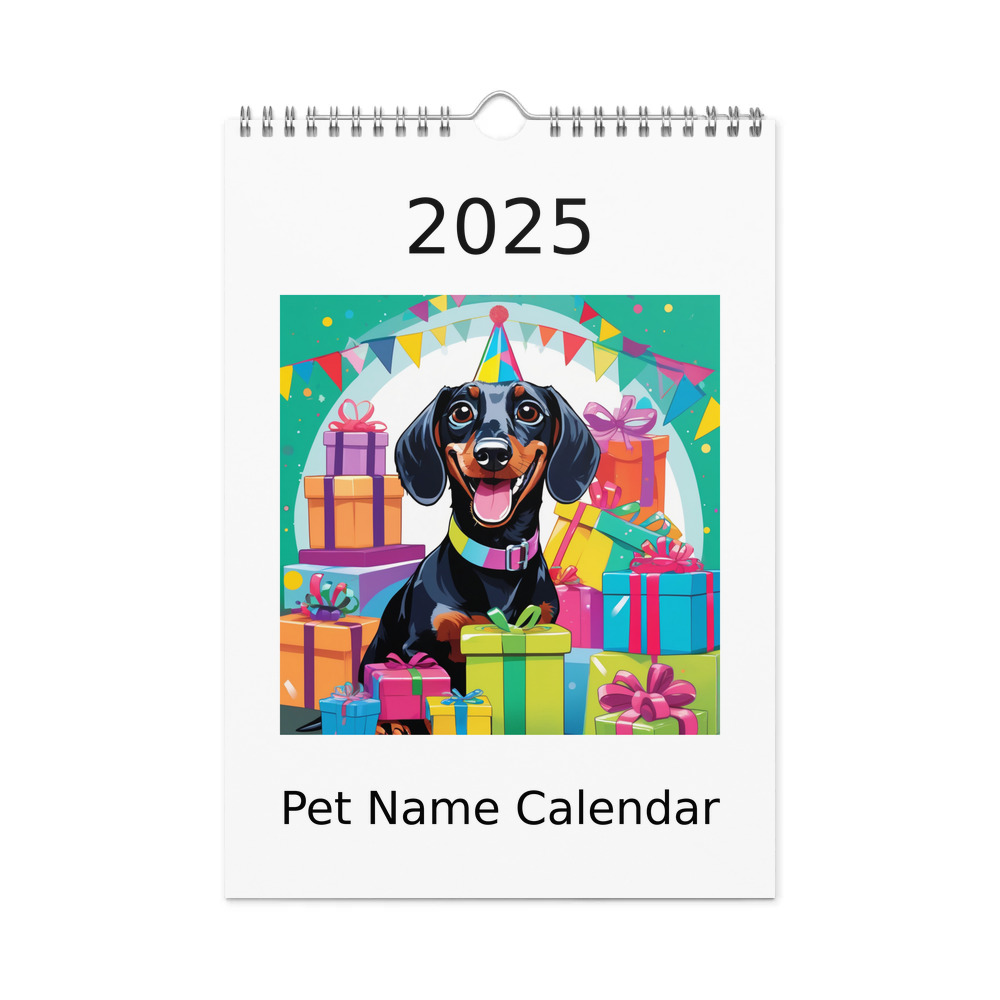 PugMug Custom Black Dachshund Wall Calendar (2026)