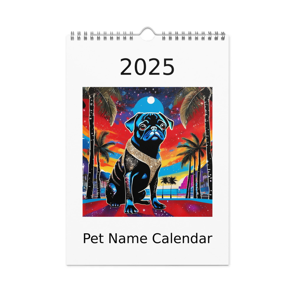 PugMug Custom Black Pug Wall Calendar (2026)