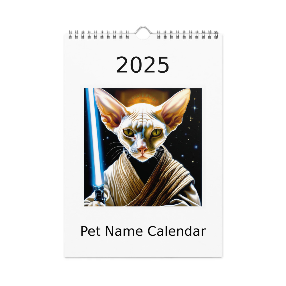 PugMug Custom White Sphynx Cat Wall Calendar (2026)