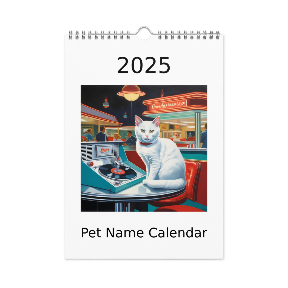 PugMug Custom White Companion Cat Wall Calendar (2026)