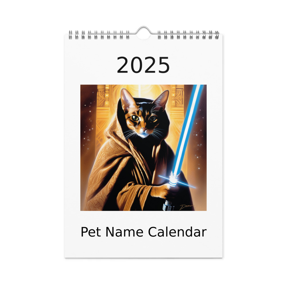 PugMug Custom Black Abyssinian Cat Wall Calendar (2026)