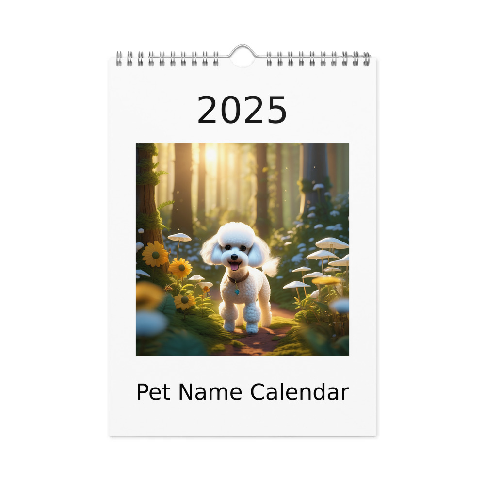 PugMug Custom White Poodle Wall Calendar (2026)