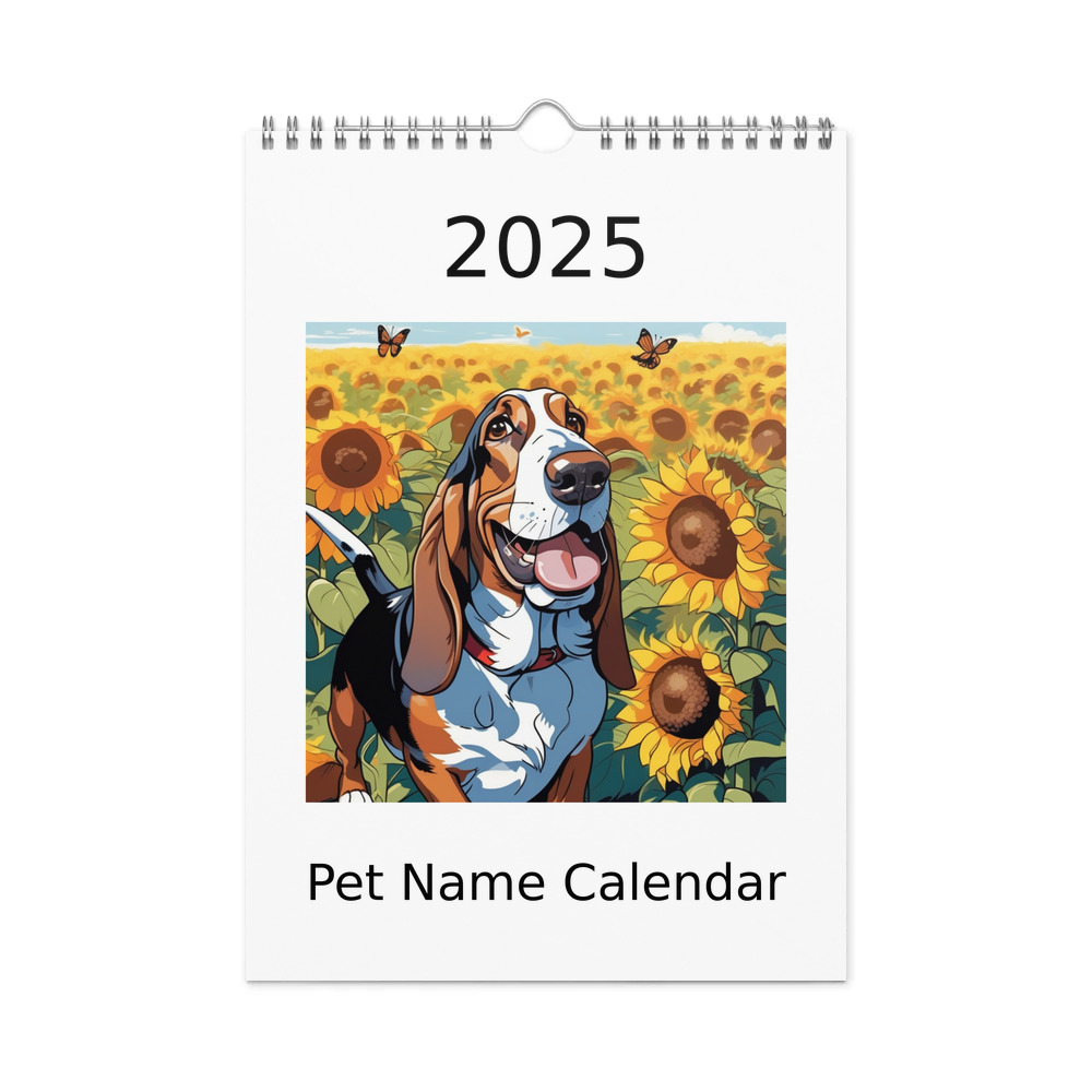 PugMug Custom Basset Hound Wall Calendar (2026)