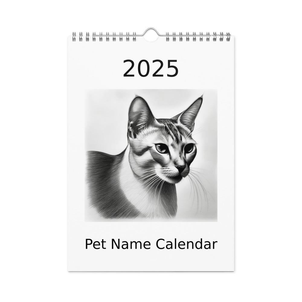 PugMug Custom White Abyssinian Cat Wall Calendar (2026)