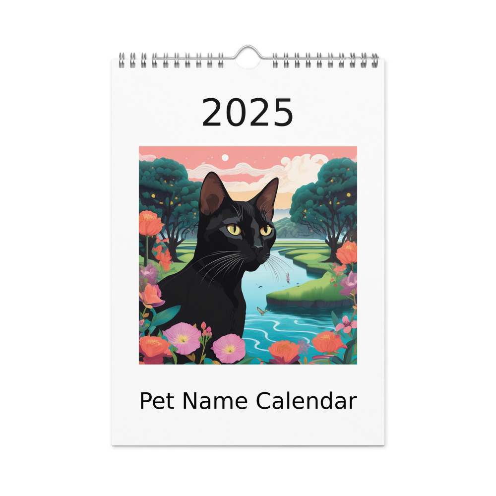 PugMug Custom Black Abyssinian Cat Wall Calendar (2026)