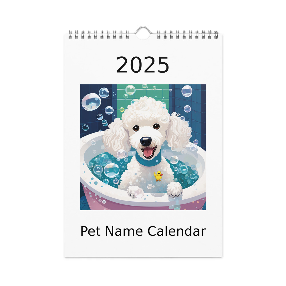 PugMug Custom White Poodle Wall Calendar (2026)