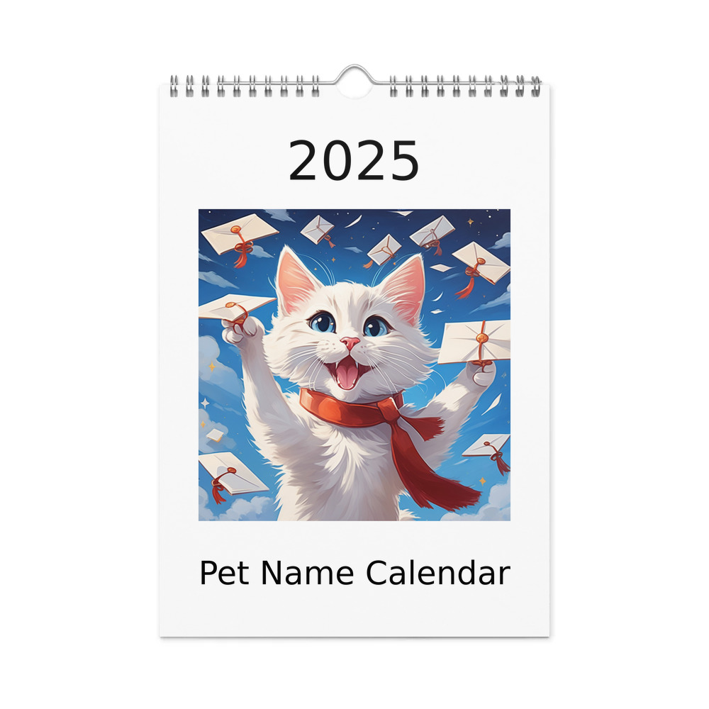 PugMug Custom White Companion Cat Wall Calendar (2026)