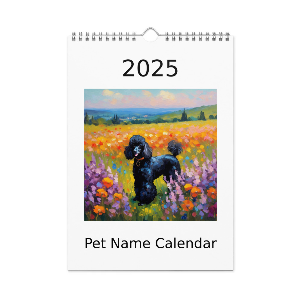 PugMug Custom Black Poodle Wall Calendar (2026)