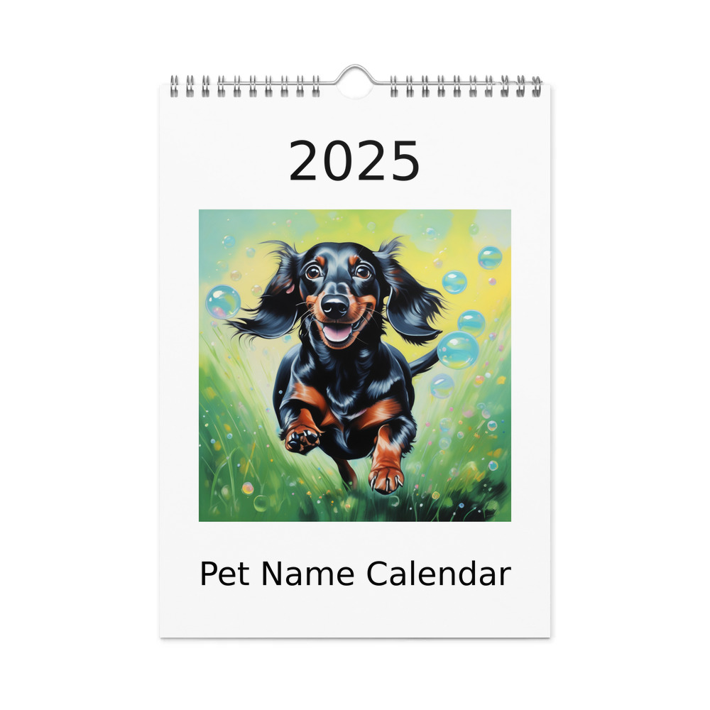 PugMug Custom Black Dachshund Wall Calendar (2026)