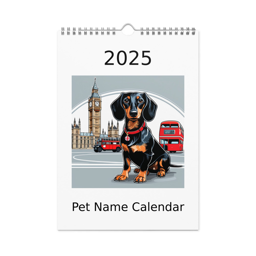 PugMug Custom Black Dachshund Wall Calendar (2026)
