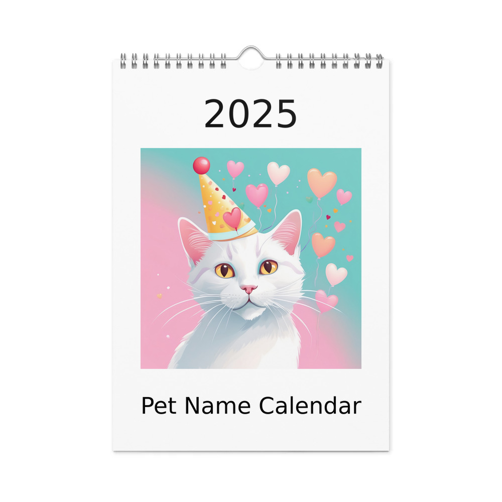 PugMug Custom White Companion Cat Wall Calendar (2026)