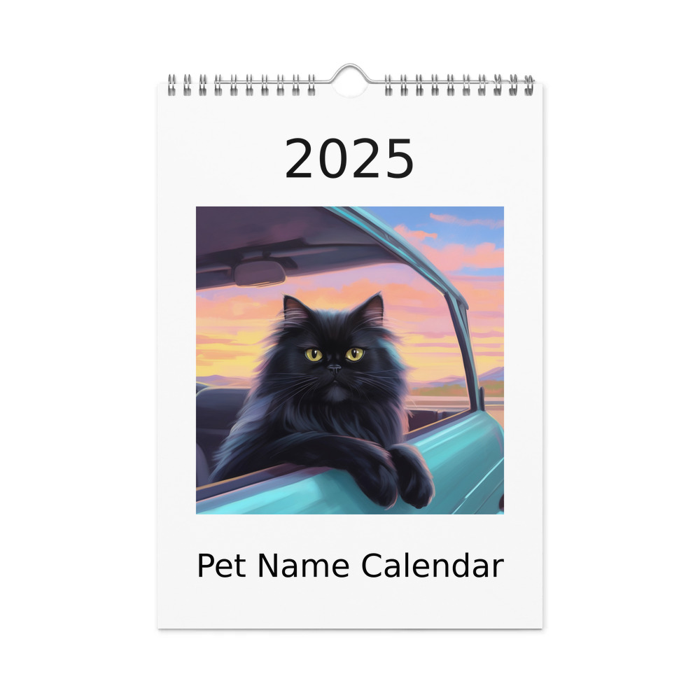 PugMug Custom Black Persian Cat Wall Calendar (2026)