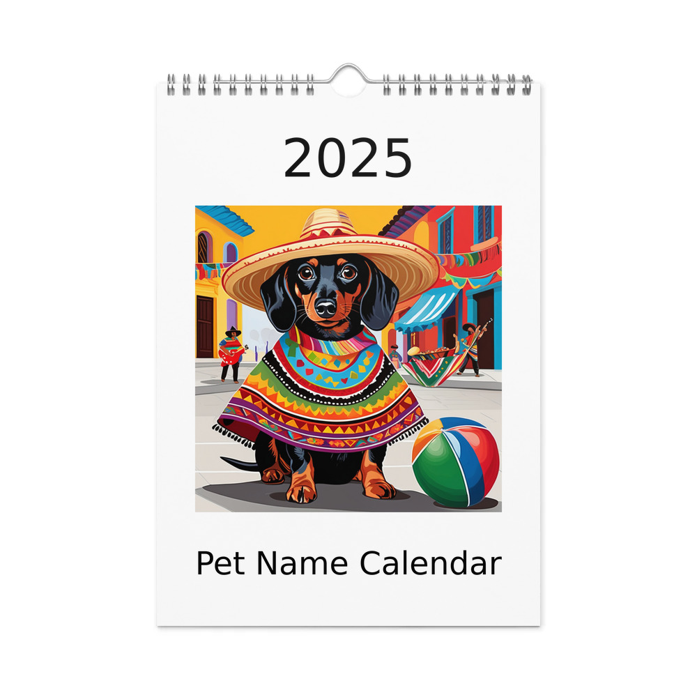 PugMug Custom Black Dachshund Wall Calendar (2026)