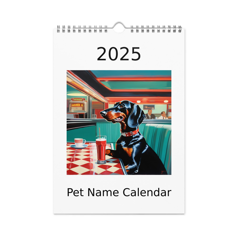 PugMug Custom Black Dachshund Wall Calendar (2026)