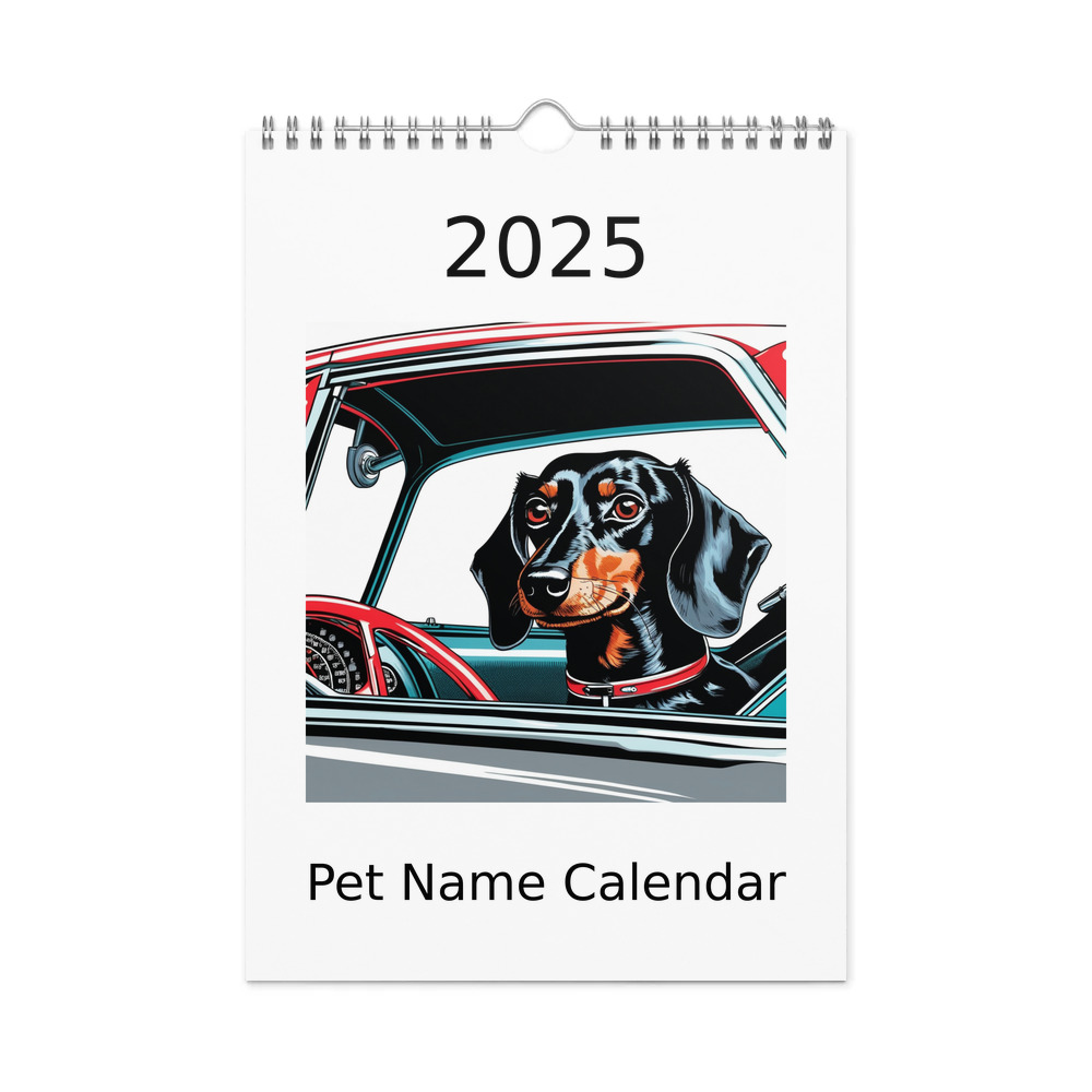 PugMug Custom Black Dachshund Wall Calendar (2026)