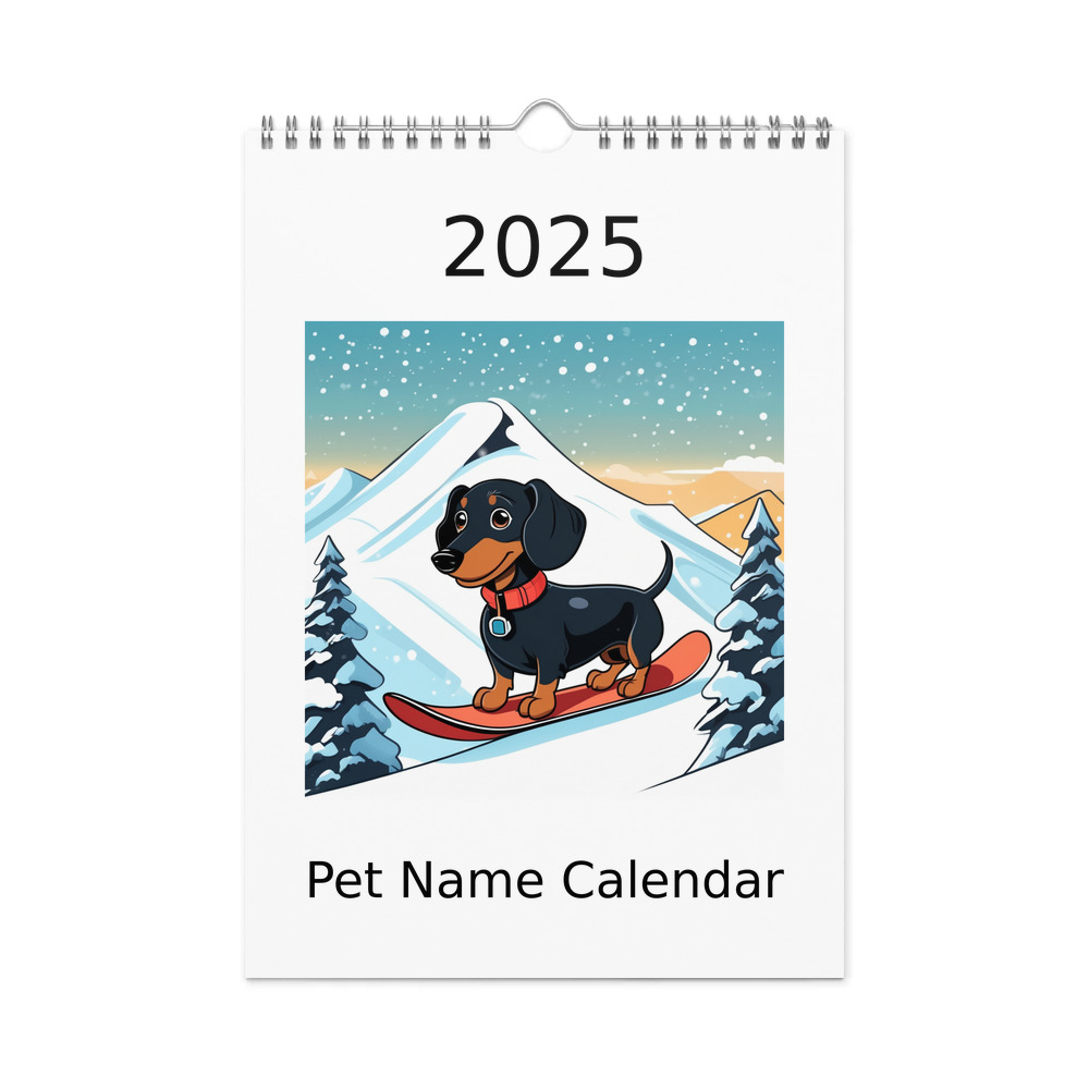 PugMug Custom Black Dachshund Wall Calendar (2026)