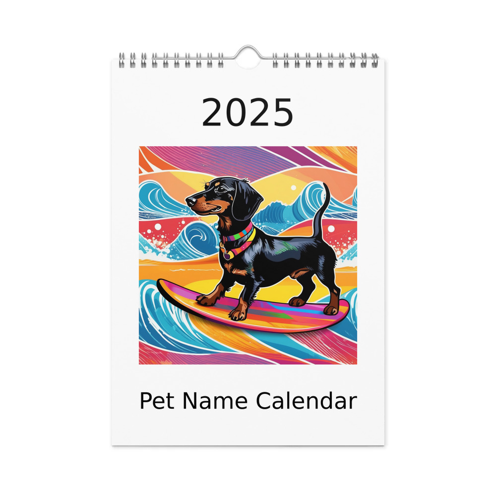 PugMug Custom Black Dachshund Wall Calendar (2026)