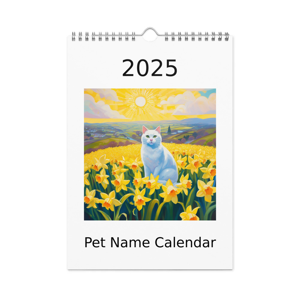 PugMug Custom White Companion Cat Wall Calendar (2026)