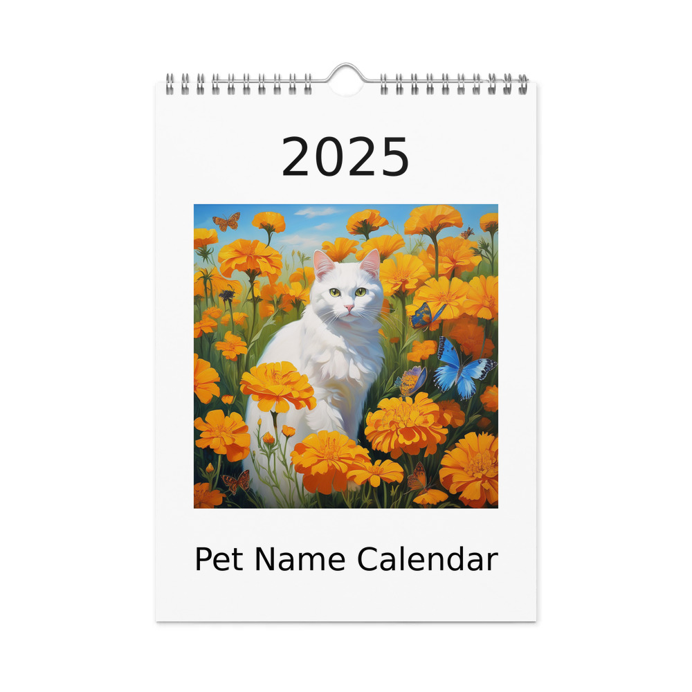 PugMug Custom White Companion Cat Wall Calendar (2026)