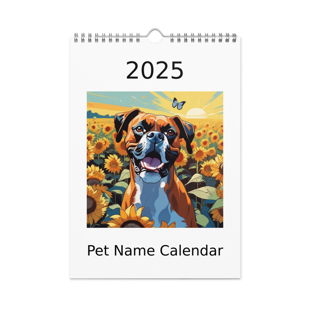 PugMug Custom Boxer Dog Wall Calendar (2026)