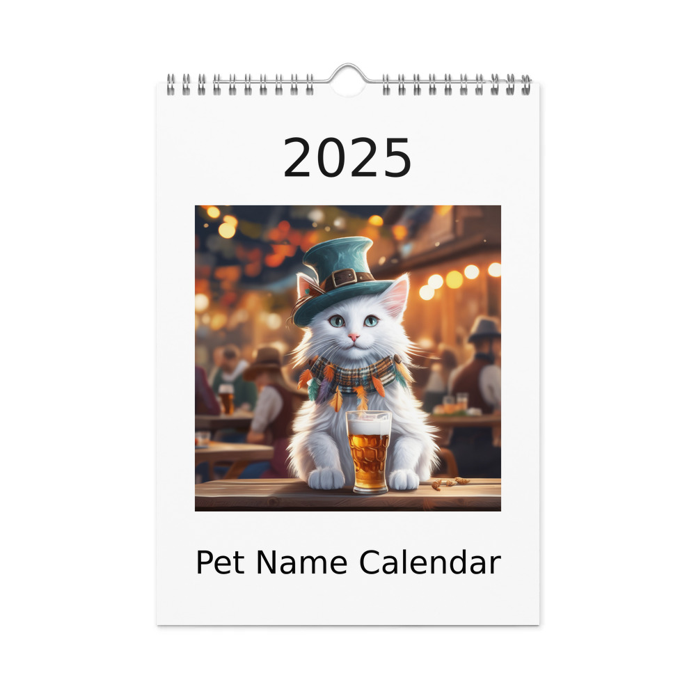 PugMug Custom White Companion Cat Wall Calendar (2026)