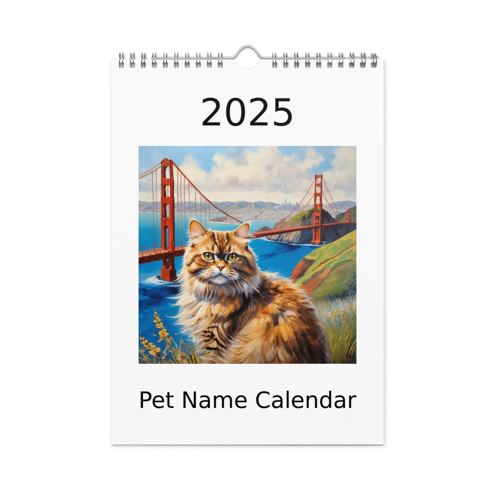 PugMug Custom Tabby Persian Cat Wall Calendar (2026)