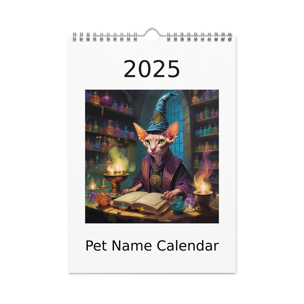 PugMug Custom Tabby Sphynx Cat Wall Calendar (2026)