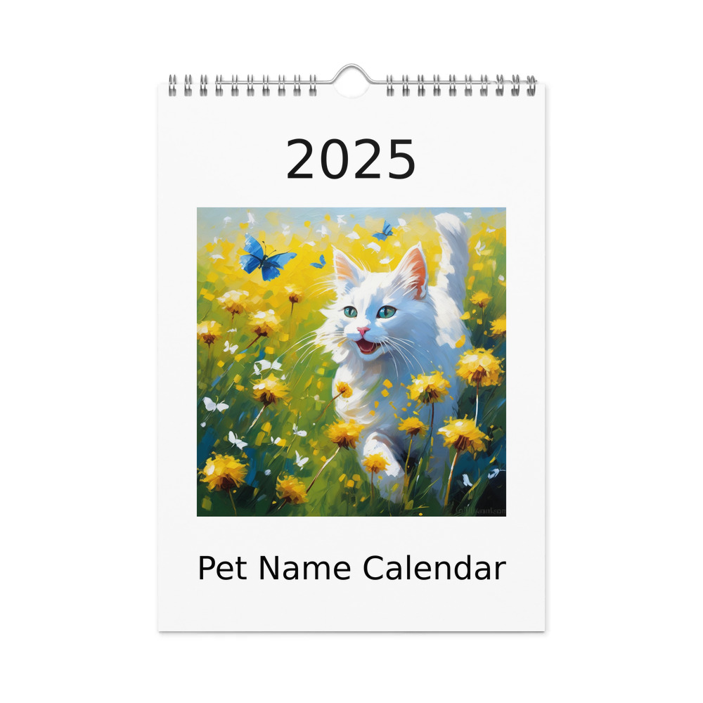 PugMug Custom White Companion Cat Wall Calendar (2026)