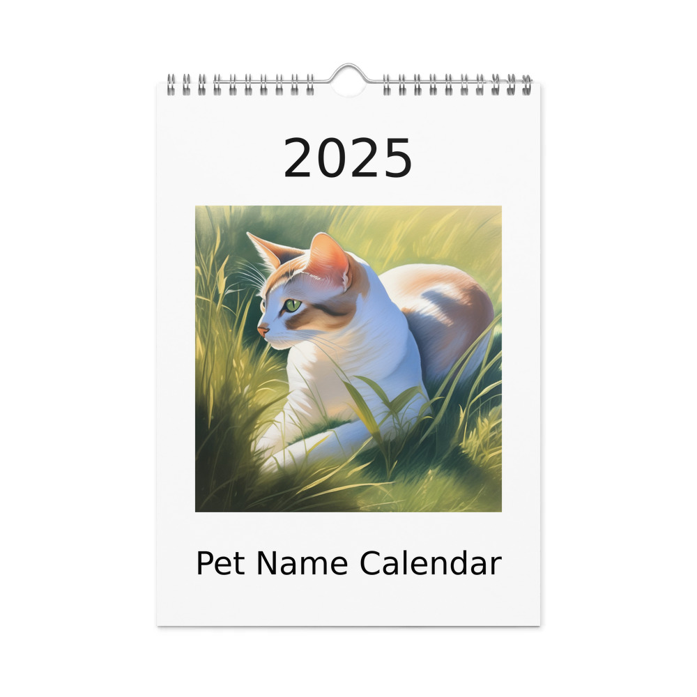 PugMug Custom White Abyssinian Cat Wall Calendar (2026)