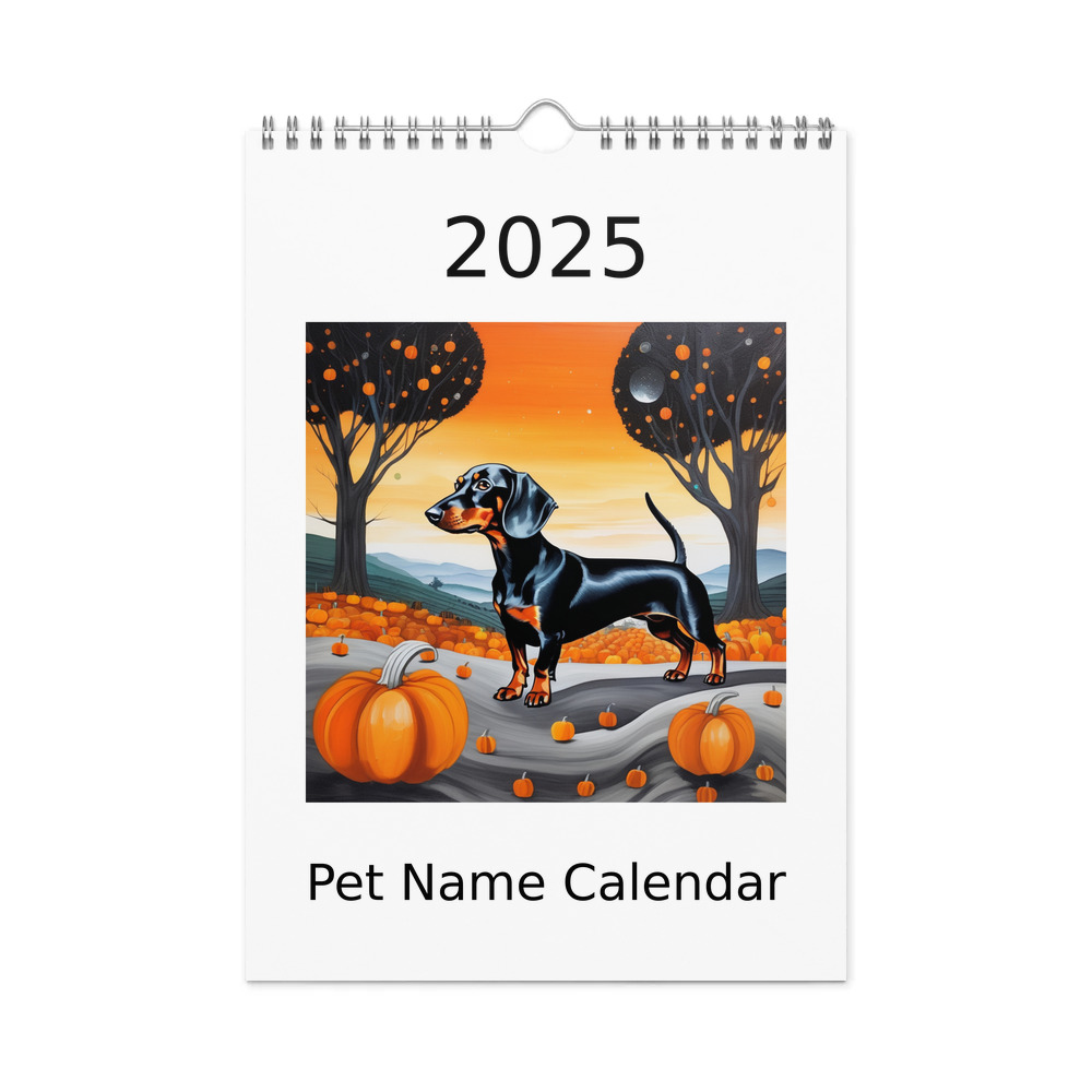 PugMug Custom Black Dachshund Wall Calendar (2026)