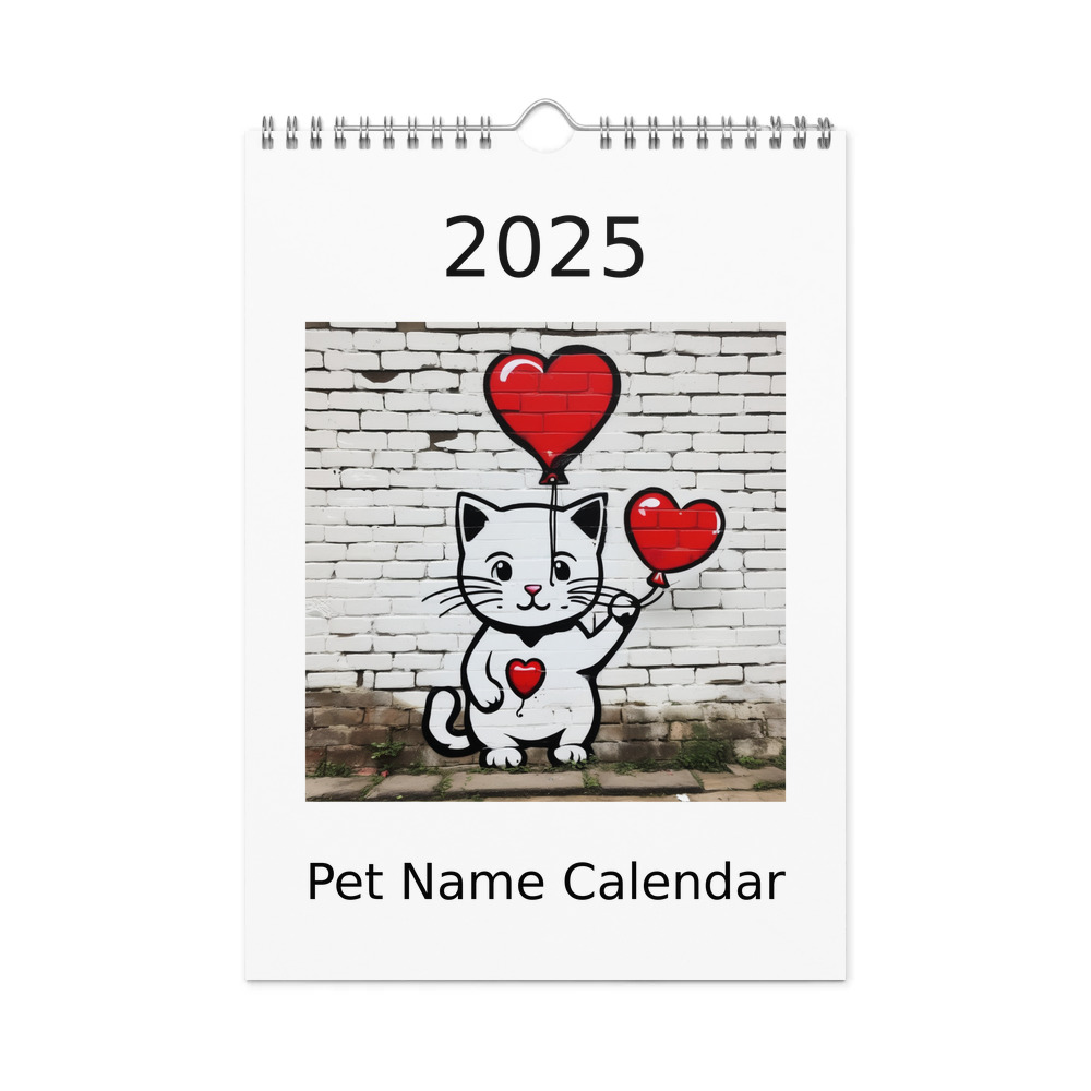 PugMug Custom White Companion Cat Wall Calendar (2026)