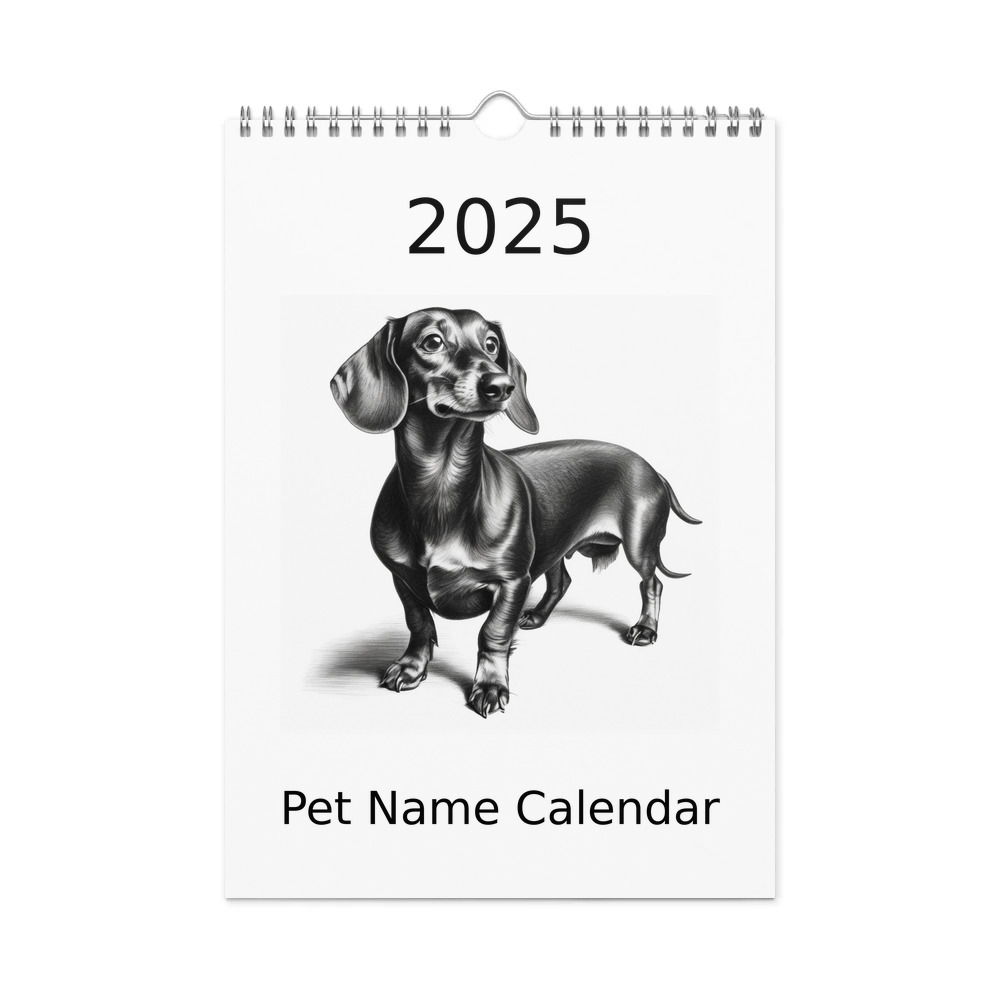 PugMug Custom Black Dachshund Wall Calendar (2026)