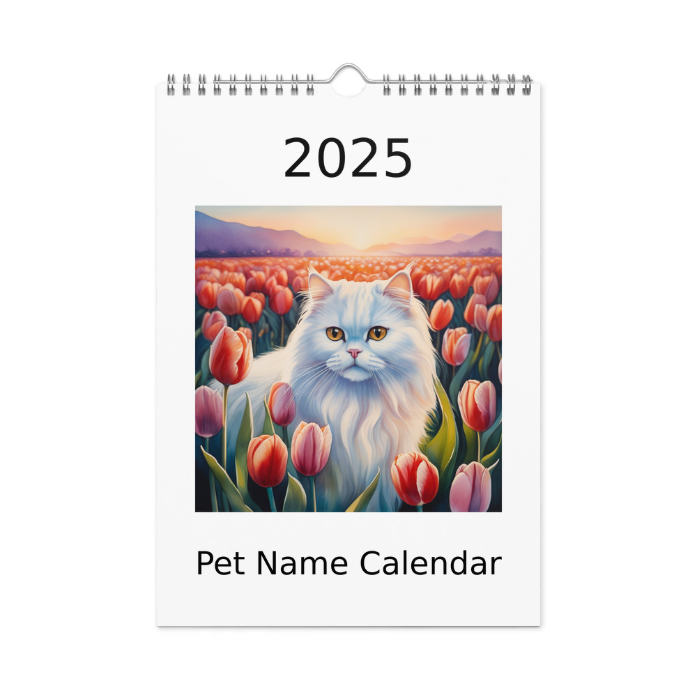 PugMug Custom White Persian Cat Wall Calendar (2026)