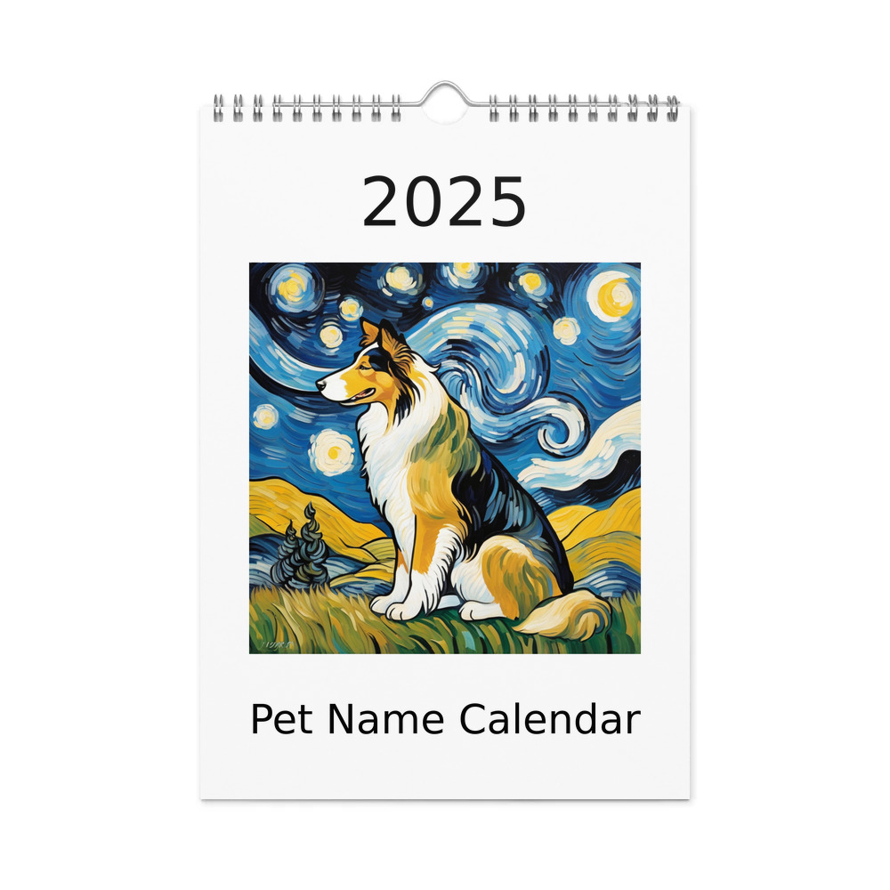 PugMug Custom Collie Wall Calendar (2026)